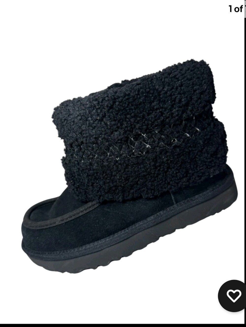UGG Mini Braid Black Suede Sheepskin Boots / 1148930 / Women's Size 6